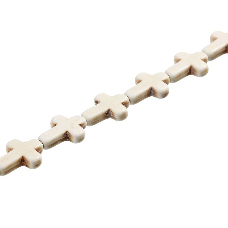 Linsoir Beads White Turquoise Cross Beads Loose Gemstone Religious Spacer Approx.24pcs/Strand 1.2CMX1.6CM - Image 3